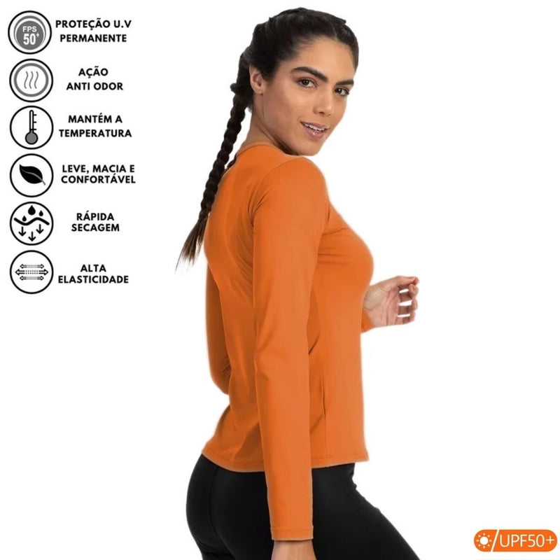 Camisa Feminina - Proteção Solar UV Lisa