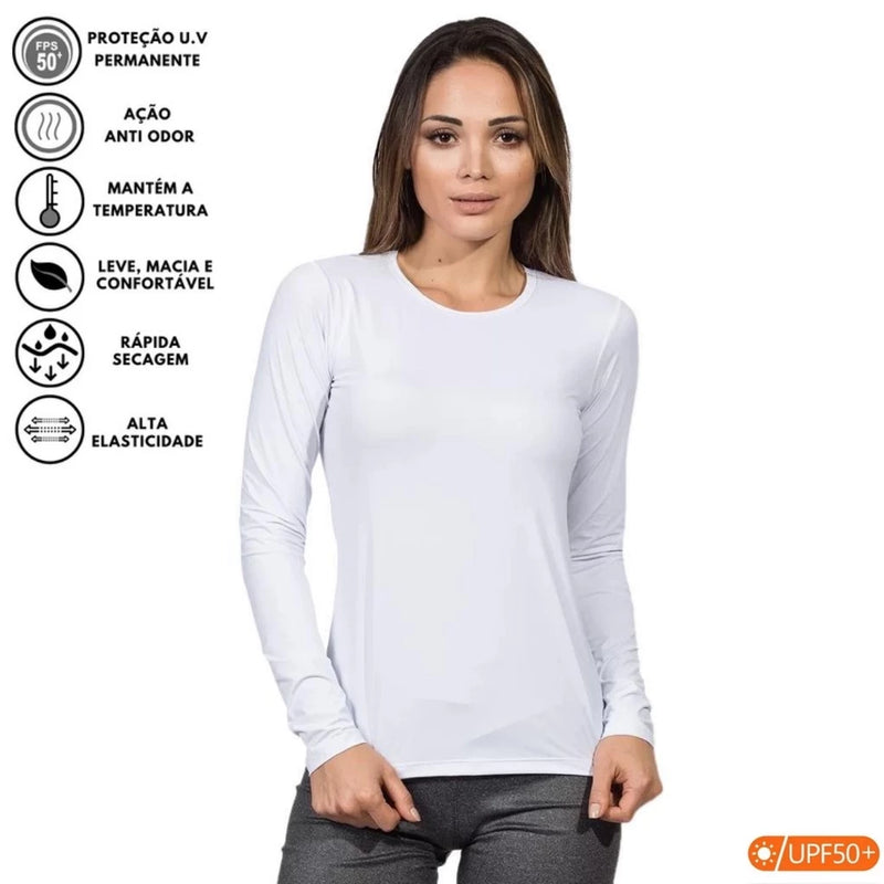 Camisa Feminina - Proteção Solar UV Lisa