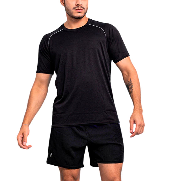 Conjunto Dryfit P/Academia  Camiseta Masculina E Short Bermuda Tactel