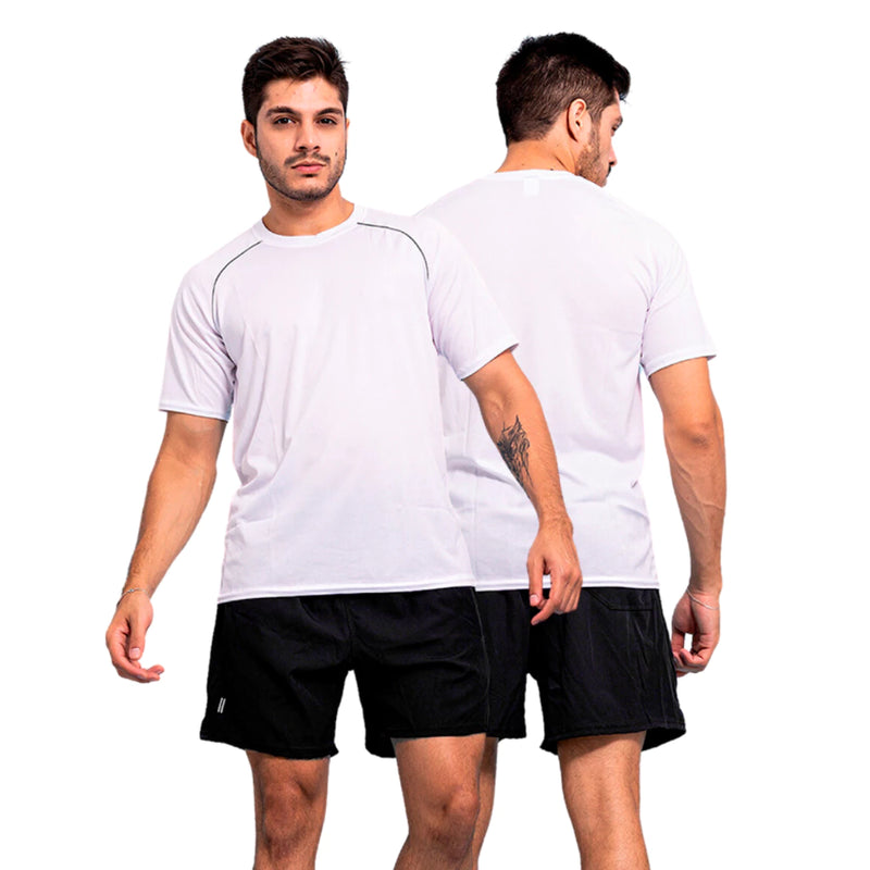 Conjunto Dryfit P/Academia  Camiseta Masculina E Short Bermuda Tactel