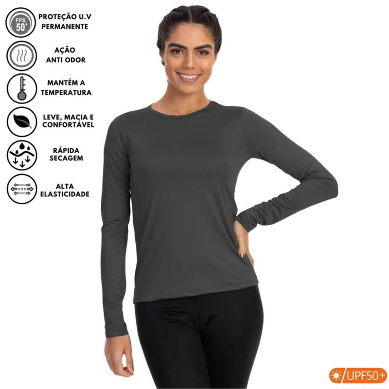 Camisa Feminina - Proteção Solar UV Lisa